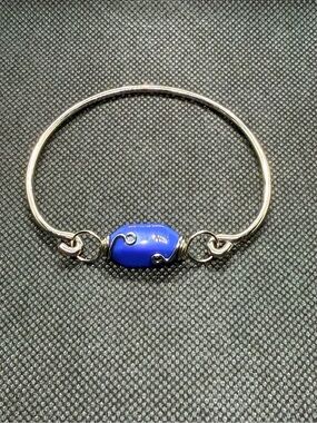 Stainless Steel Blue Stone Bangle Bracelet